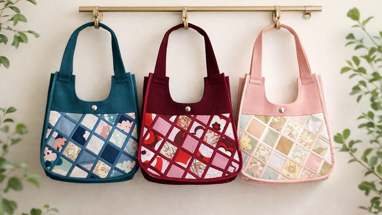 ⭕DIY🪡 Magic Patchwork! 🪄✨ Turn extra fabrics into a unique artistic bag!