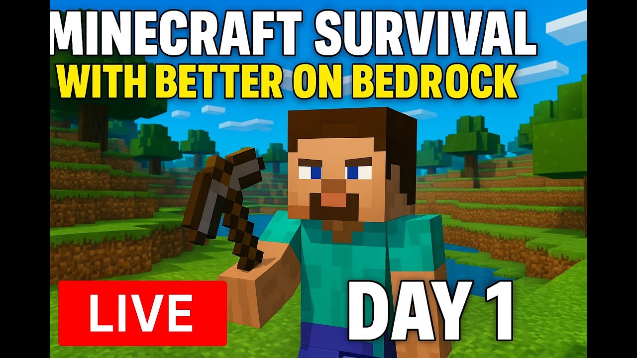 Minecraft Survival with Better on Bedrock - Day 1 - YouTube