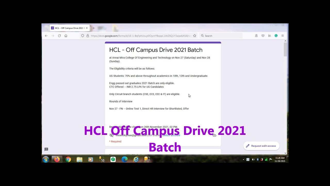 HCL Off Campus Drive For 2021 Batch