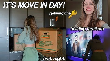 MOVING VLOG! first night at the new apartment, getting the keys 🔑 building furniture, unpacking 📦
