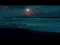 🌊 Night Ocean Waves Under Full Moon 🌕 4K ASMR | Sleep &amp; Stress Relief