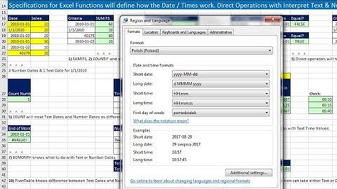 Excel Magic Trick 1457 Part 2: Regional Settings & Text or Number Date / Times in SUMIFS Function