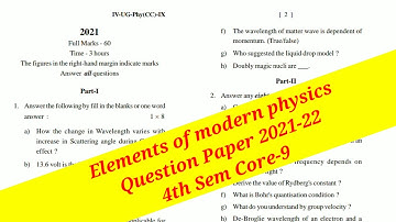 Elements Of Modern Physics FM University Question Paper 2021-22 Core-9 CBCS syllabus Odisha