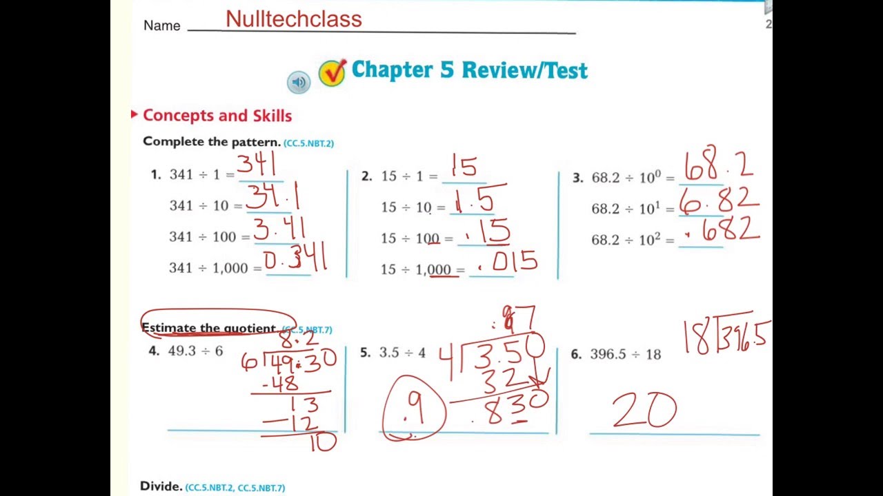 5th Grade Go Math Chapter 5 Review YouTube