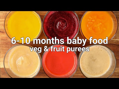 Mancare pentru bebelusi 6-10 luni - piure de legume & piure de fructe | etapa 1 mancare de casa pentru bebelusi - hebbars
