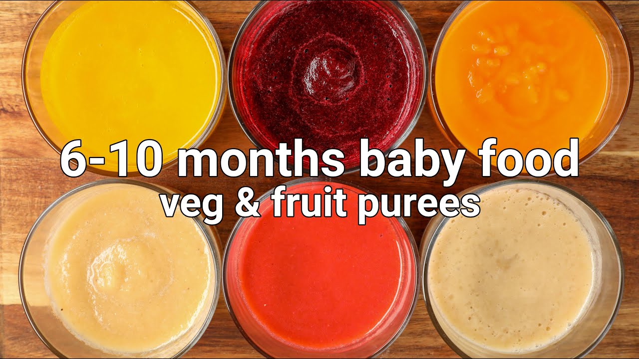 6-10 months baby food - vegetable puree & fruit puree | stage 1 homemade baby food - hebbars | Hebbar Kitchen