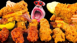 ไก่ทอด KFC ไก่ปรุงรส ซิงเกอร์ ดับเบิ้ลดาวน์ เบอร์เกอร์ ASMR Mukbang Eating Show!