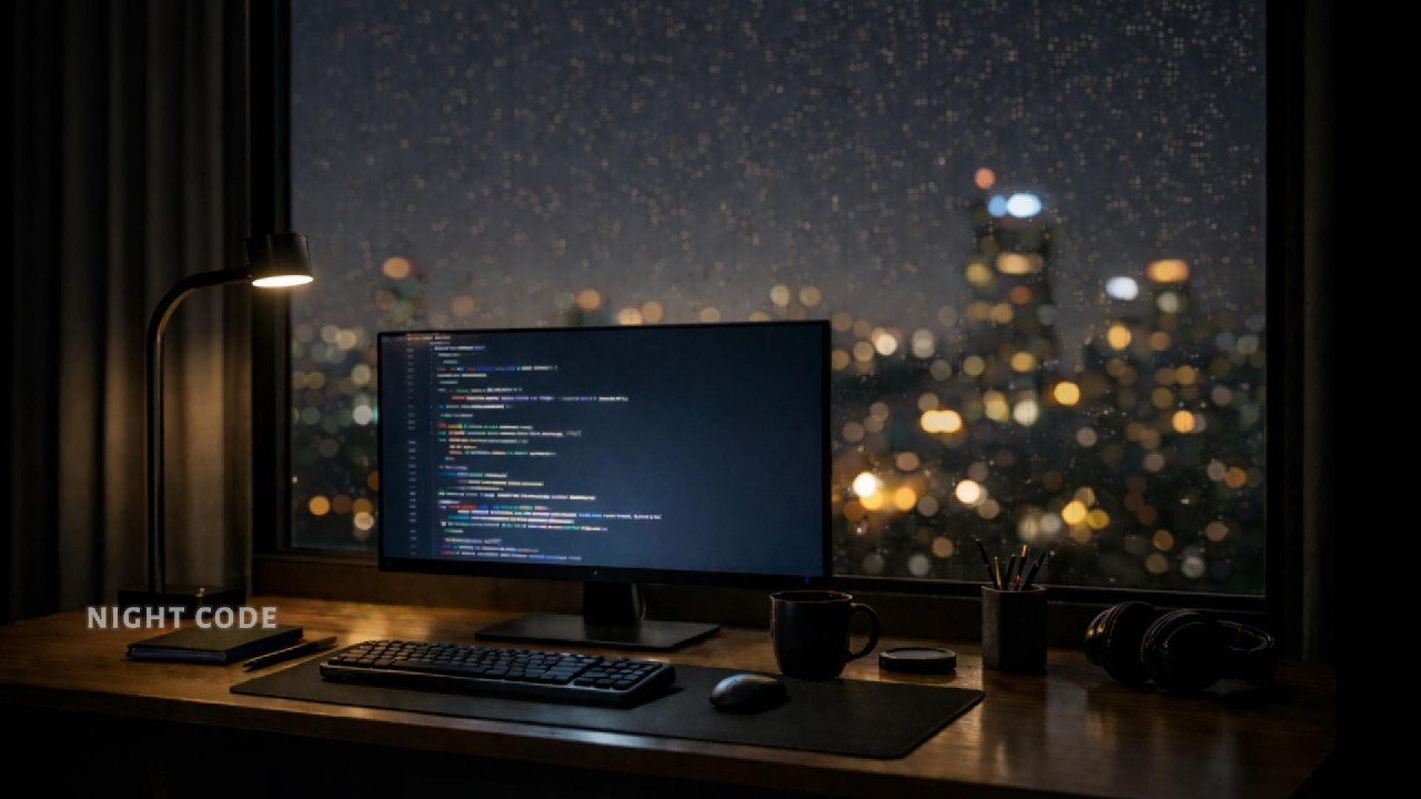 Dark Coding Room at Night | Rain Ambience for Deep Focus & Productivity | 2 Hours