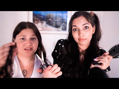 ASMR POV : les 2 pestes de l'école te coiffent ! (ft. @Haripear)