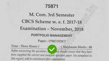 [2018] Mdu Mcom 3rd Sem Portfolio Management Question Paper #MduQuestionPaper