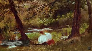 Two Women Seated by a Woodland Stream