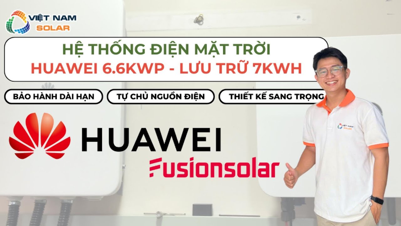 Lắp Điện Mặt Trời Hybrid Huawei 7kwp lưu trữ 7kwh có áp dụng trả góp