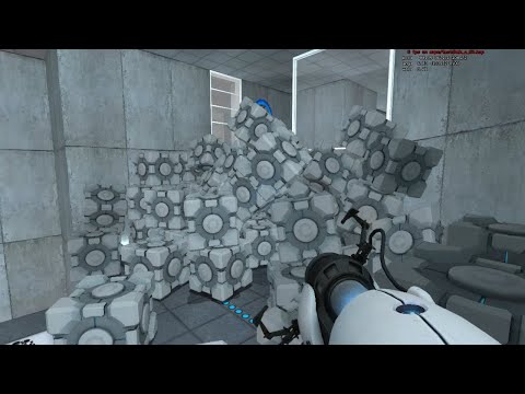 having fun in portal with cheats and cubes