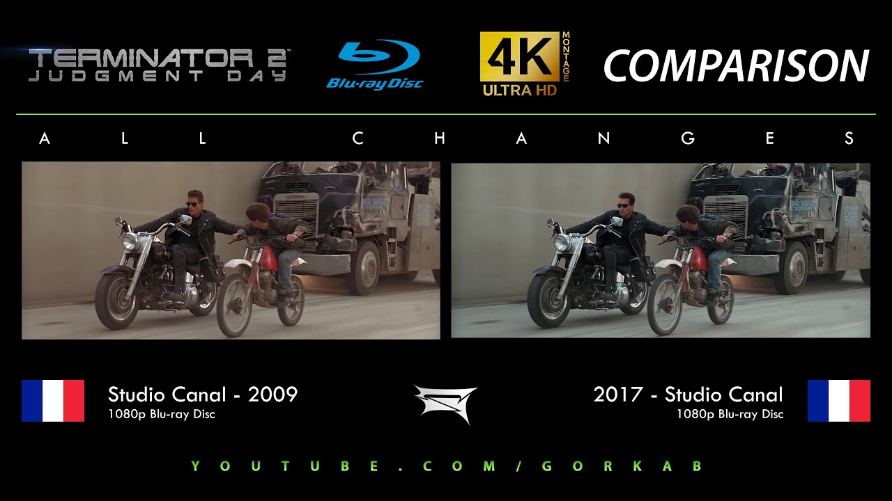 Blu ray Versus   Terminator 2 All Changes  2009 vs 2017 Comparatif 4K ULTRA HD