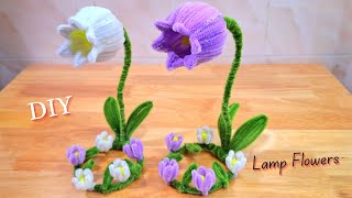 DIY | How to Make a Flower Lamp - Easy pipe cleaner lamp flowers - chenille stem flowers