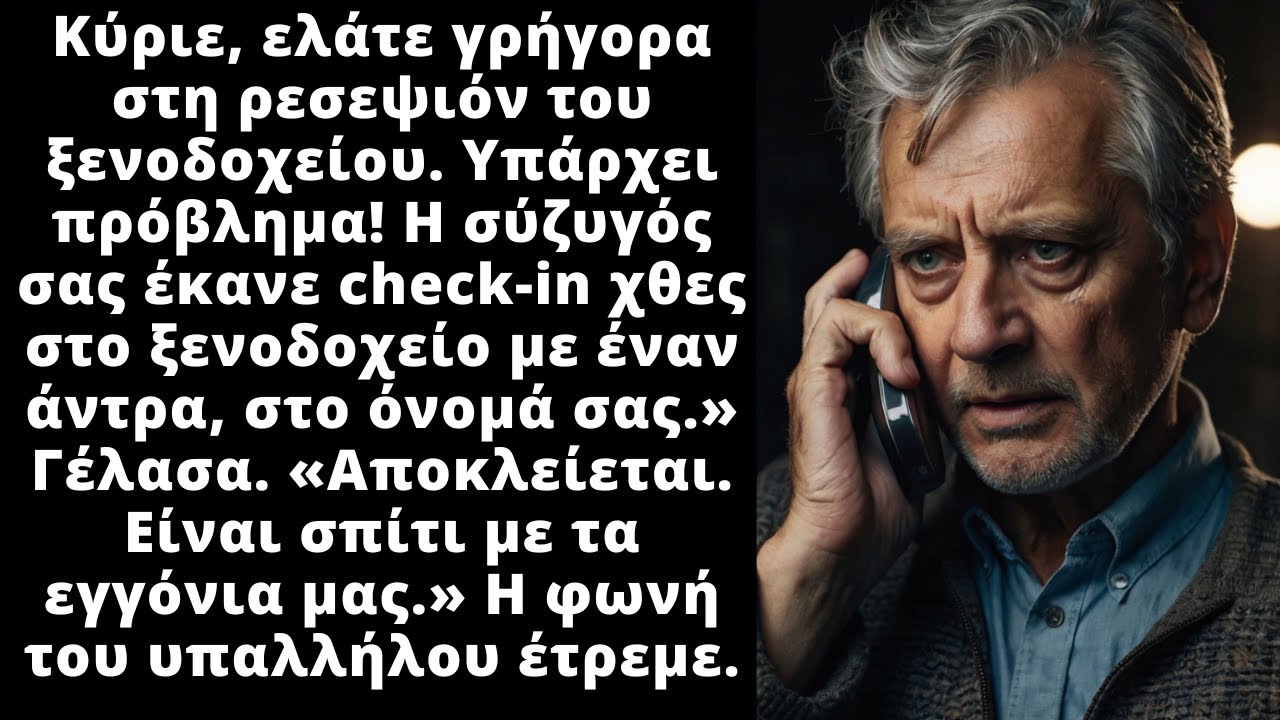 Ο ξενοδόχος με κάλεσε και μου είπε ότι η γυναίκα μου είναι εκεί με άλλον άντρα.