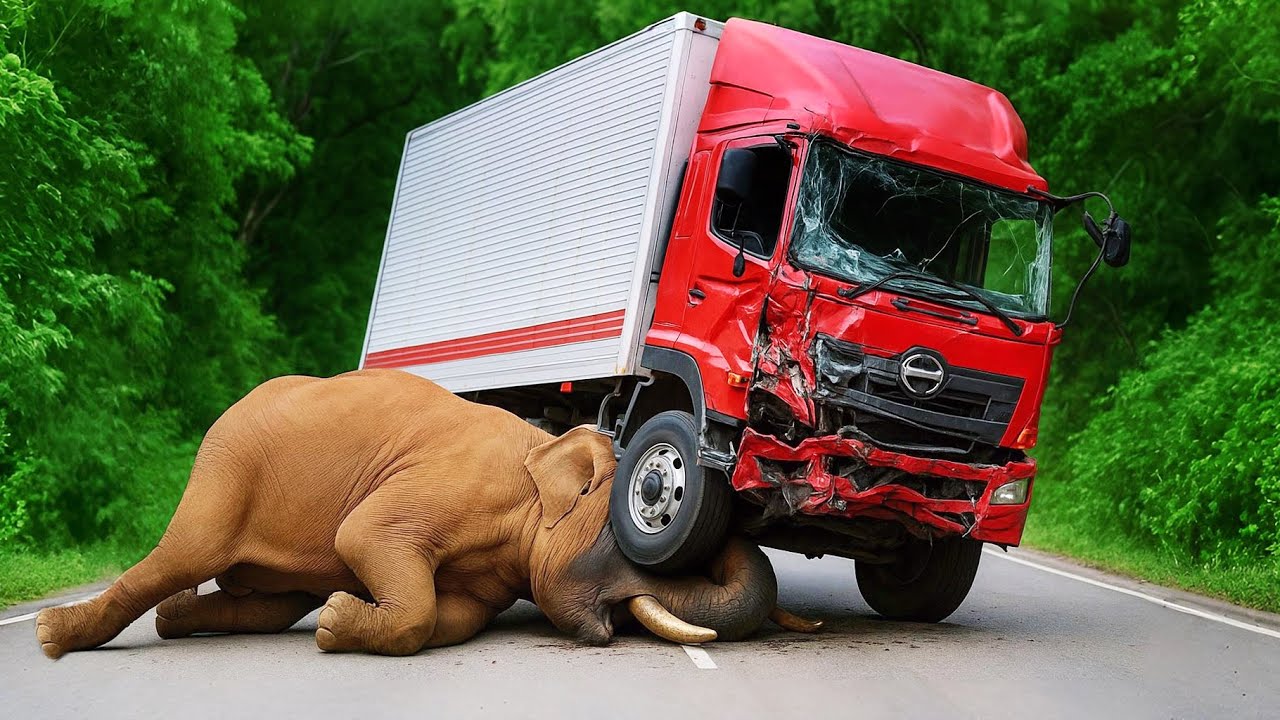 A fierce elephant blocks the road A road trip with many unexpected events#elephantattack
