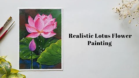 Realistic Lotus Flower Painting | Easy Acrylic Painting Tutorial Step-by-Step