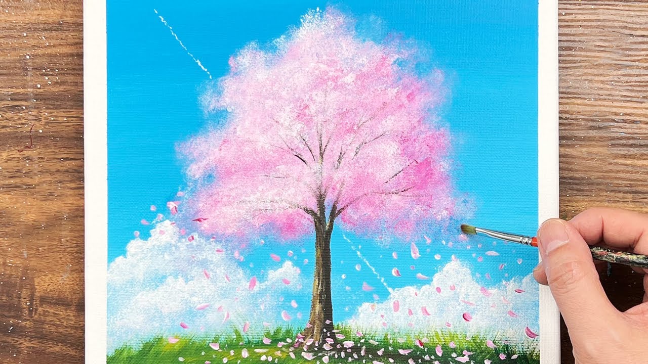 アクリル絵の具で「桜の風景」を描いてみた｜junya_art