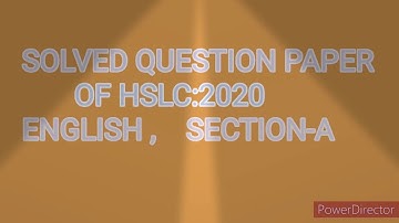 HSLC-2020 ENGLISH (SECTION-A) SOLVED QUESTION PAPER