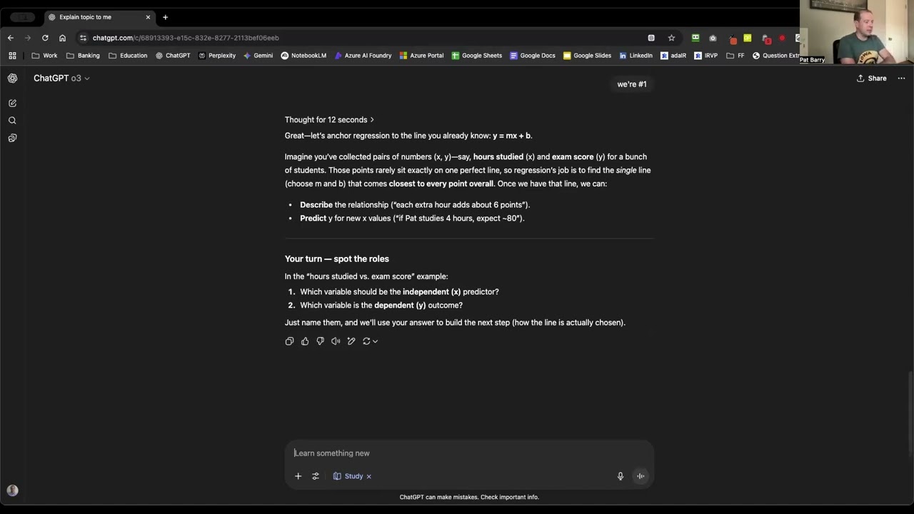 Pat Demo's ChatGPT's "Study & Learn" Feature