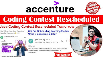 🔴 Accenture Update! | Coding Contest Rescheduled | Accenture sending pre onboarding learning module