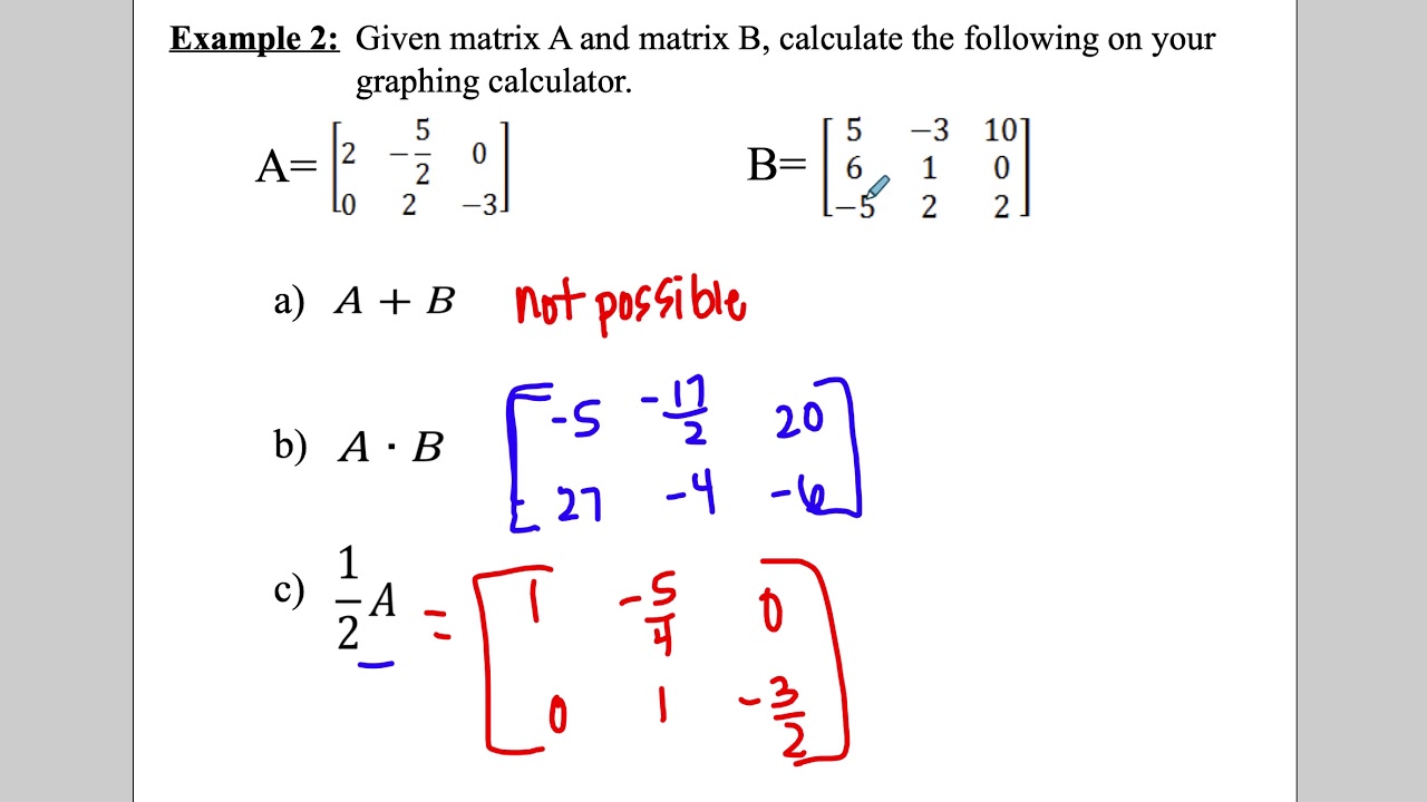 unit 1 algebra basics homework 6 matrices answers