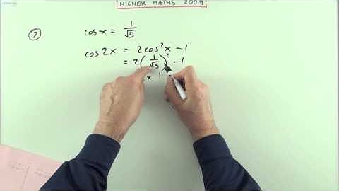 2009 SQA Higher Maths:  paper 1 nos. 5 to 8