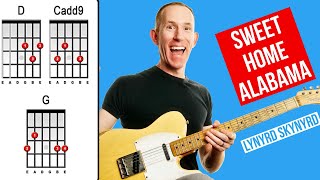 Video thumbnail of "Sweet Home Alabama by Lynyrd Skynyrd - Easy Beginners How To Play Guitar Lessons"