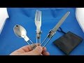 Foldable camping knife fork spoon from Aliexpress.com Unboxing