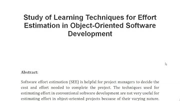 Study of Learning Techniques for Effort Estimation in Object Oriented Software Development