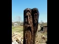 Садово парковая деревянная скульптура из бревна "Любовь".Резьба по дереву .Этно стиль. Wood carving