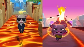 Talking Tom D Run 1 Vs Talking Tom D Run 2 Tom Vs Agent Tom Volcano Island Vs Volcano Stage