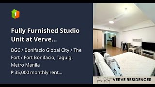 Fully Furnished Studio Unit at Verve Residences For Rent