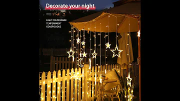 Moon and Stars Curtain Fairy Lights | Decorations.pk