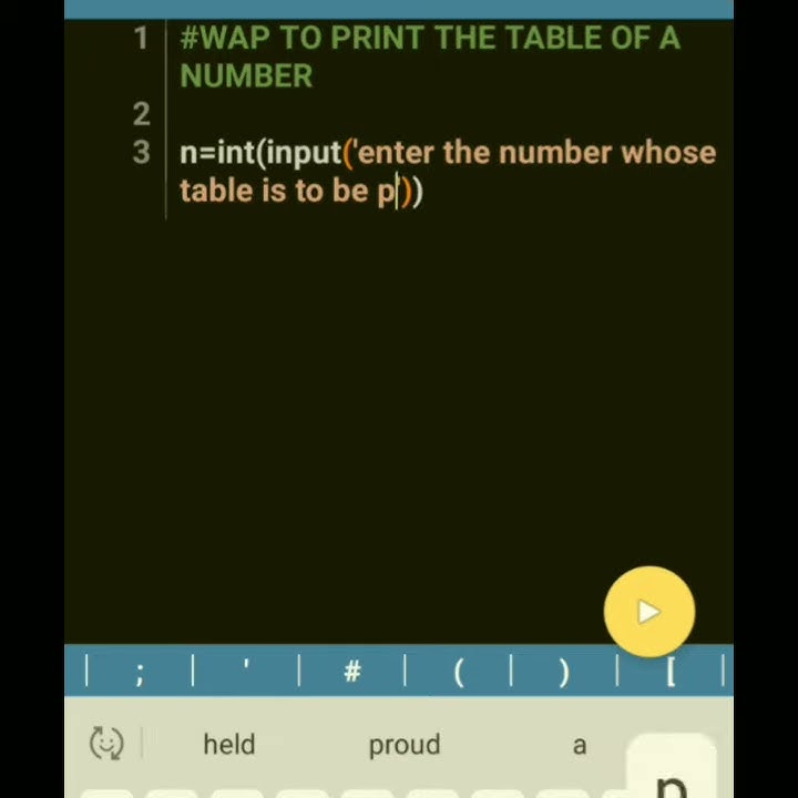 Python program to print the TABLE of a number using 'while' loop - YouTube