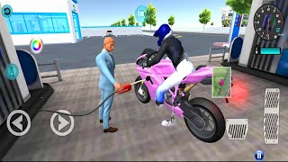 3D Driving Class Motorbike Car - City Gas Station Bike Racing Games - Android Gameplay screenshot 4