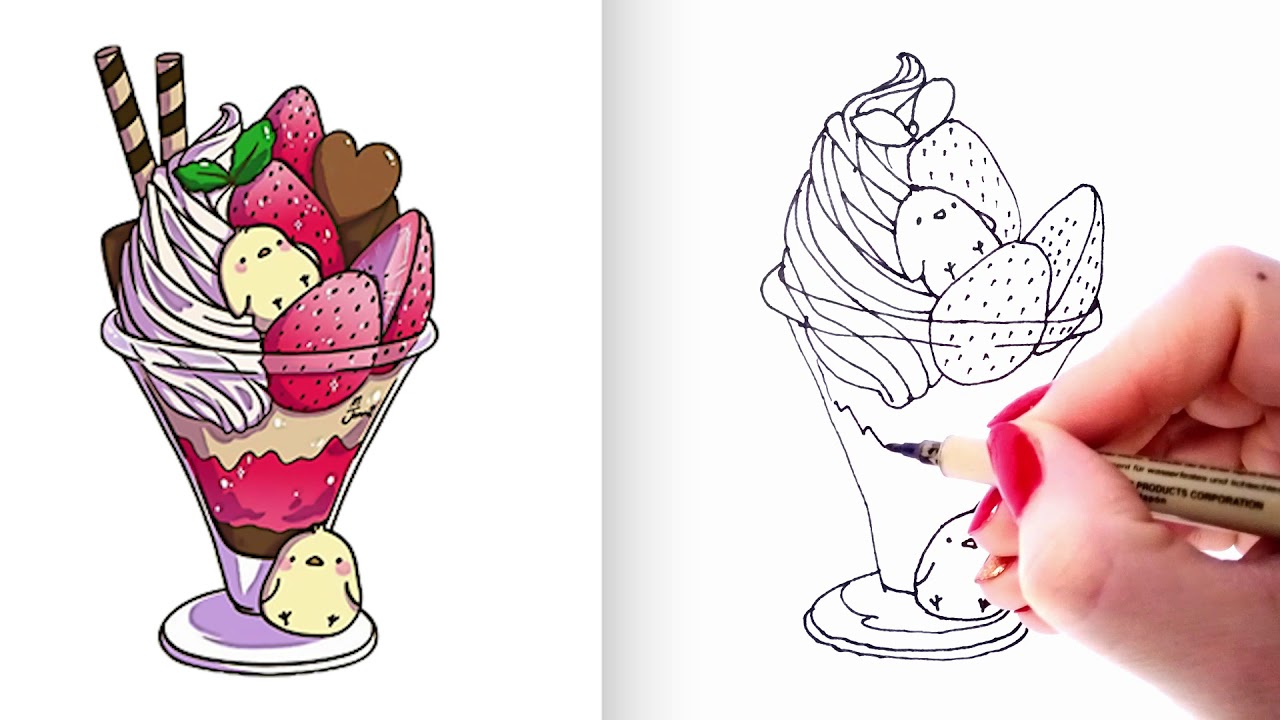 How to Draw Ice Cream Sundae - YouTube