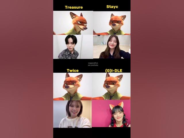 Kpop idols doing Nick & Judy challenge #treasure #stayc #twice #gidle #jaehyuk #doyoung #2yeon