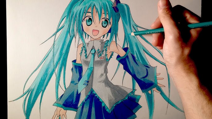 Cómo dibujar a Hatsune Miku con lápices de colores | Tutorial - thptnganamst.edu.vn