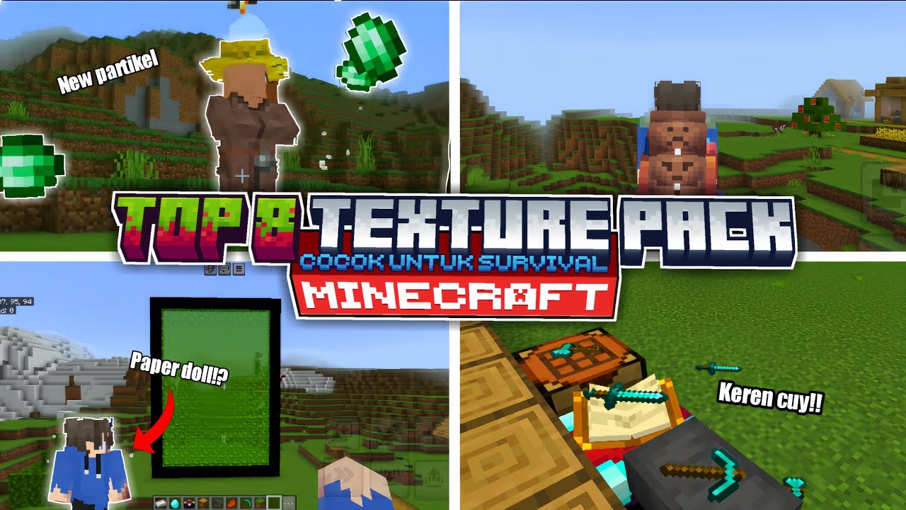 TOP 8 TEXTURE PACK TERBAIK & KEREN UNTUK SURVIVAL MINECRAFT | MCPE 1.21 ...