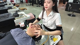 Vietnam Barber Lady Sets an Example on Head Wash In Salon | Shampoo ASMR