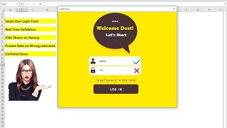 Super Smart User Login Form in Excel , Real Time Validation || Hidden & Protected Data (2021)