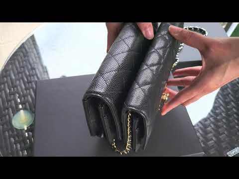 CHANEL 22S WALLET ON CHAIN WITH TOP HANDLE IN CAVIAR SKY BLUE [UNBOXING] 