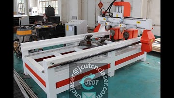 Two heads and rotary axes JCUT four axis CNC router machine
