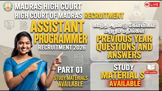 Madras High Court Assistant Programmer 2026 | Previous Year Questions And Answers - Part 01 | Study