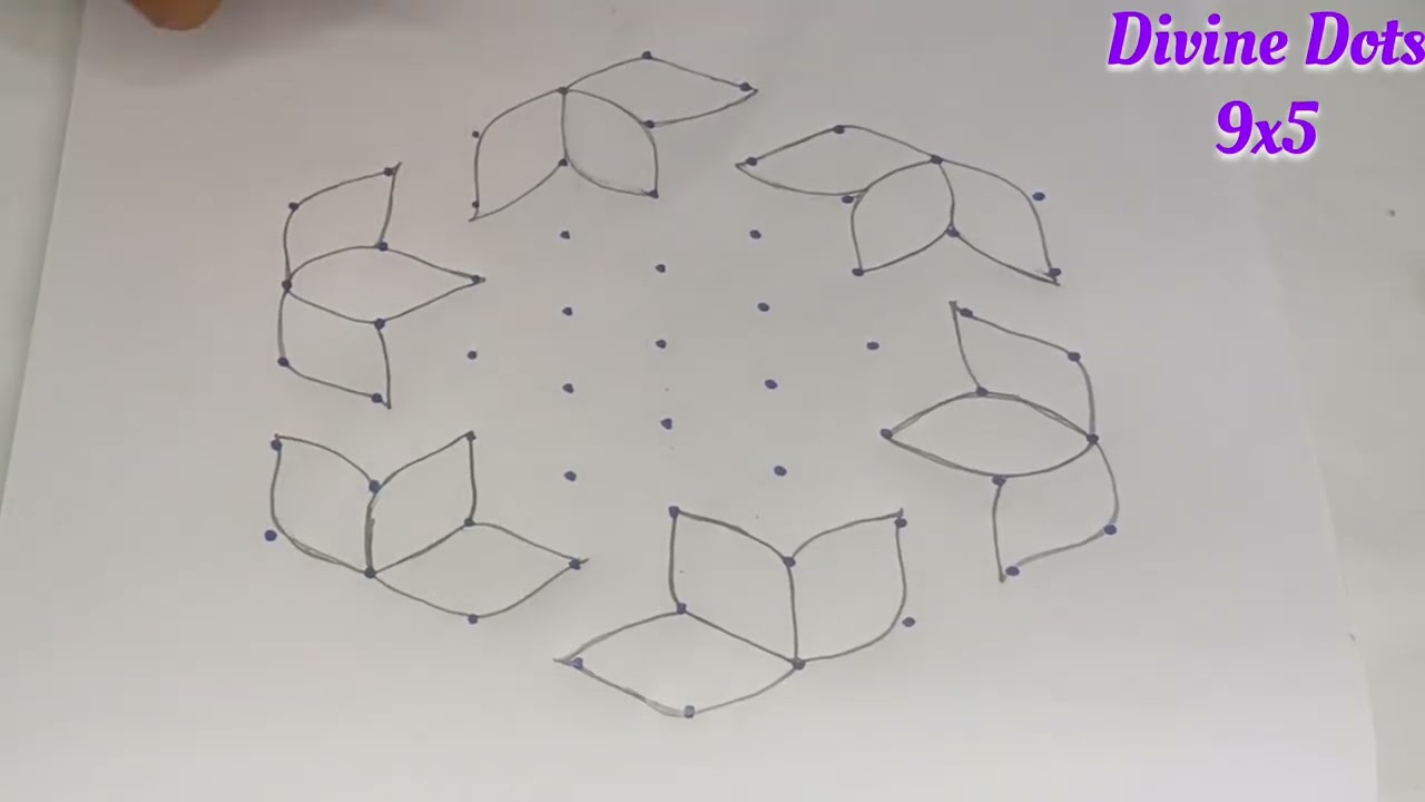 Karthigai Madham Kolam 🌼 9x5 Dots Flower Rangoli 🌼 Flower Muggulu