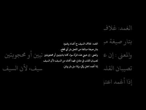 معنى البيت والسيف في الغمد لا تخشى مضاربه وسيف عينيك في الحالين بتار