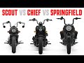 Which Is Right For You? Scout Bobber Twenty VS Chief Bobber Dark Horse VS Springfield Dark Horse