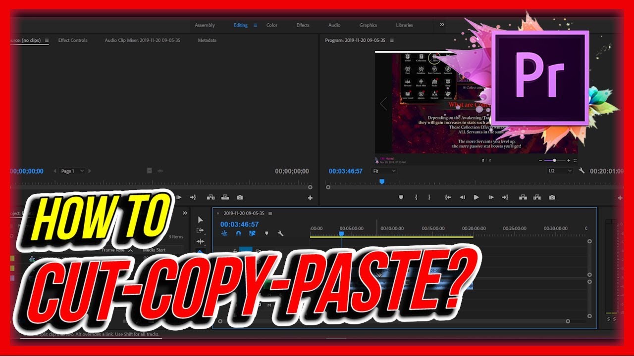 How to Cut, Copy & Paste Efficiently in Adobe Premiere Pro CC? Easy ...